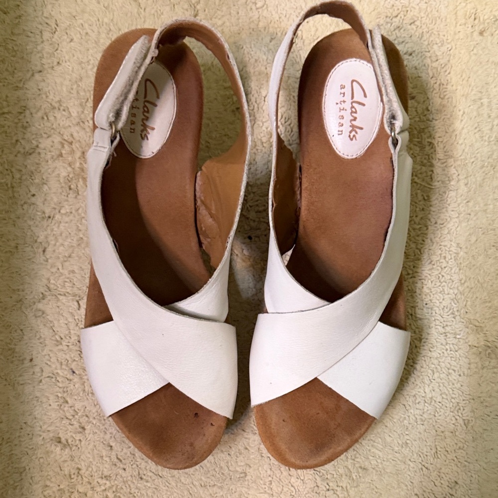 Clarks Annadel Eirwyn Women's White Wedge Sandals